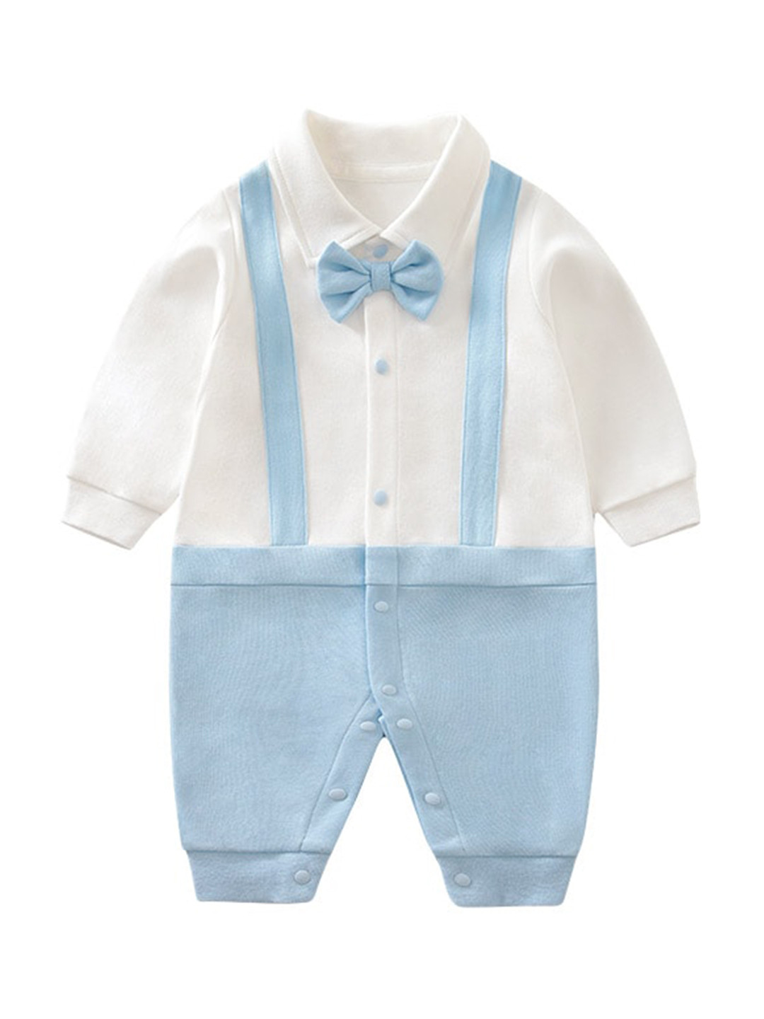 StyleCast Infant Boys Blue & White Cotton Rompers