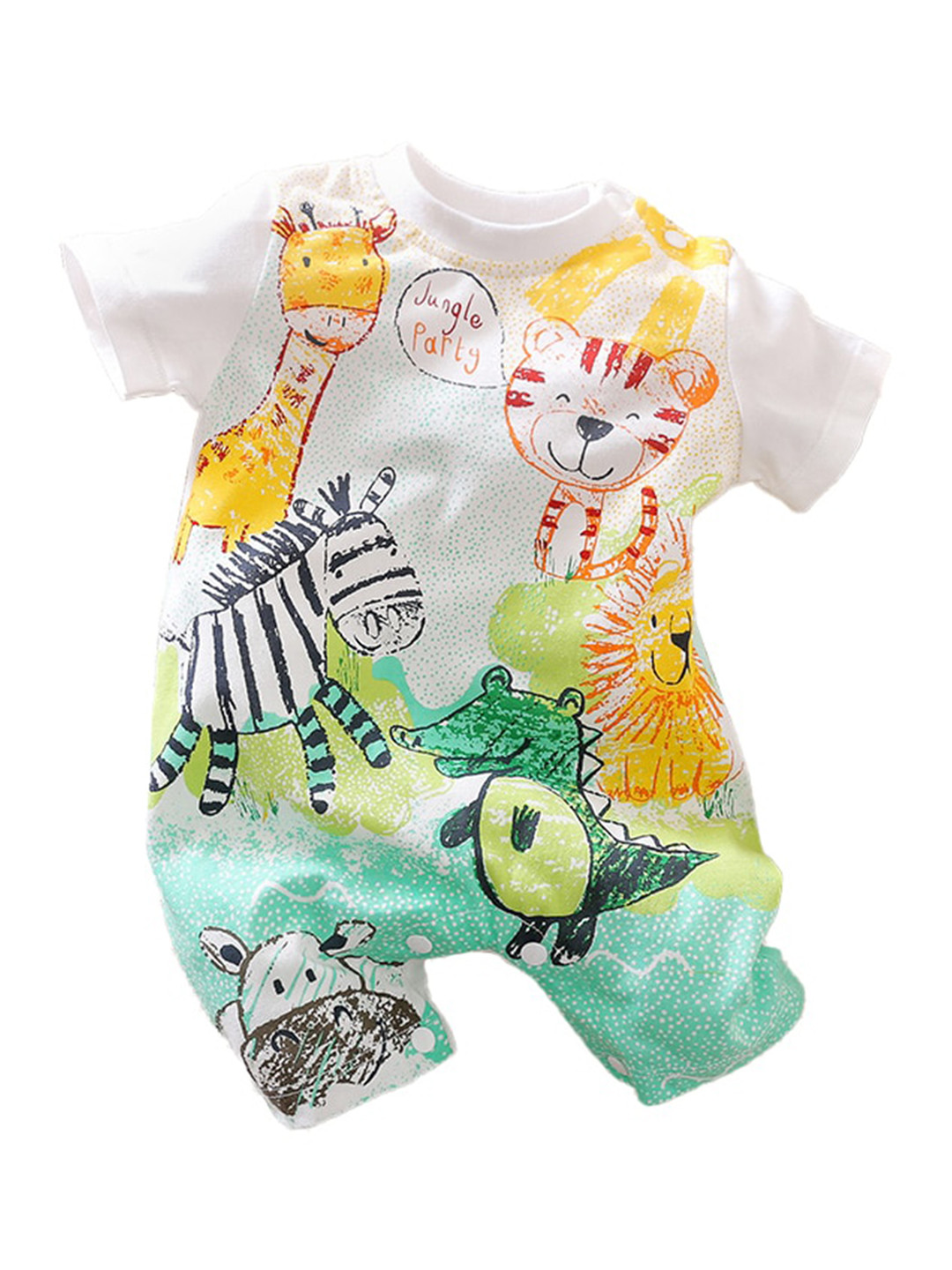 StyleCast Infant Boys White Graphic Printed Cotton Rompers