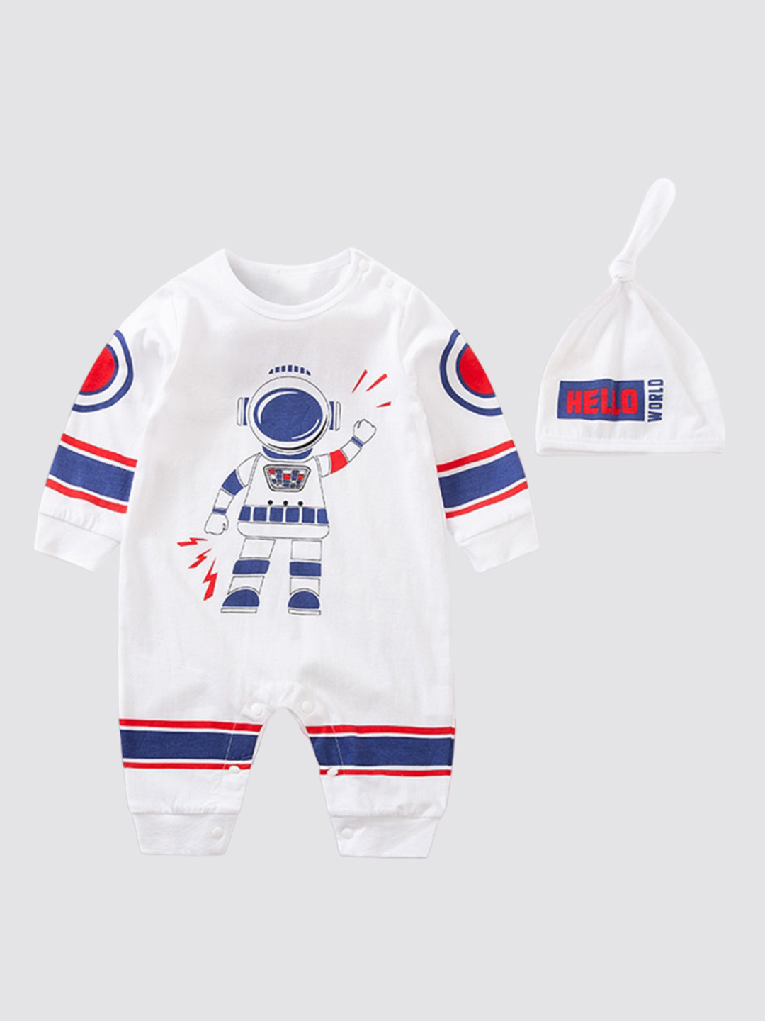 StyleCast Infant Boys White, Blue & Red Printed Cotton Rompers