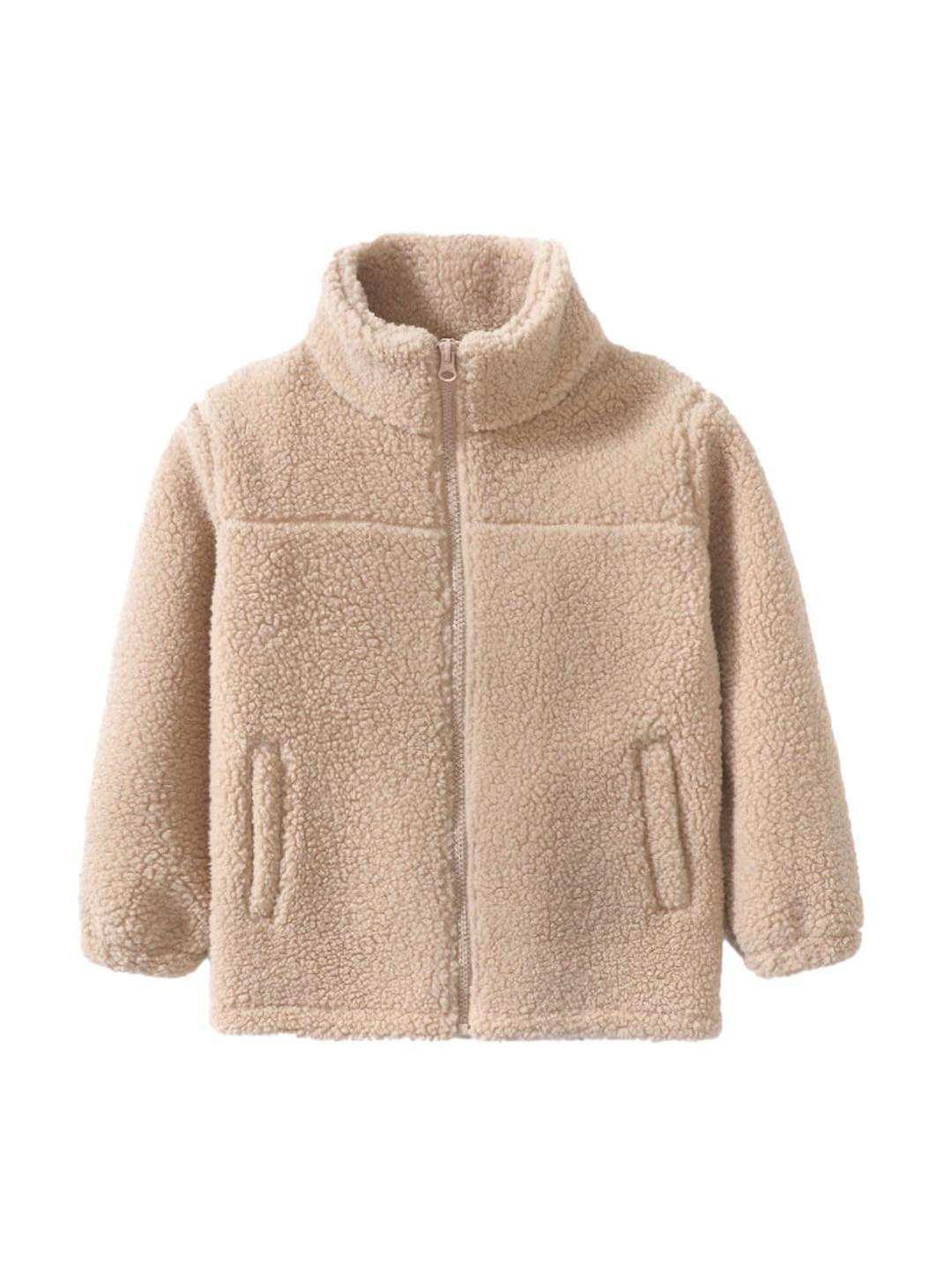 StyleCast Boys Beige Mock Collar Long Sleeve Mock Zip Front-Open Overcoat