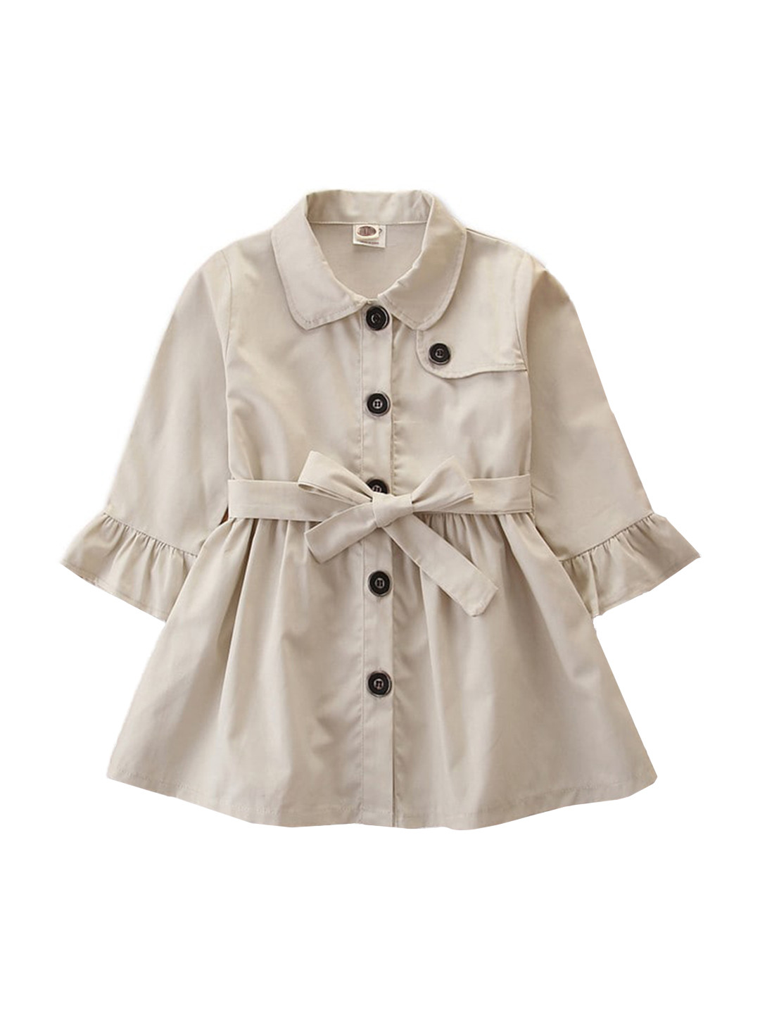 StyleCast Girls Cream Coloured Spread Collar Cotton Wrap Coat