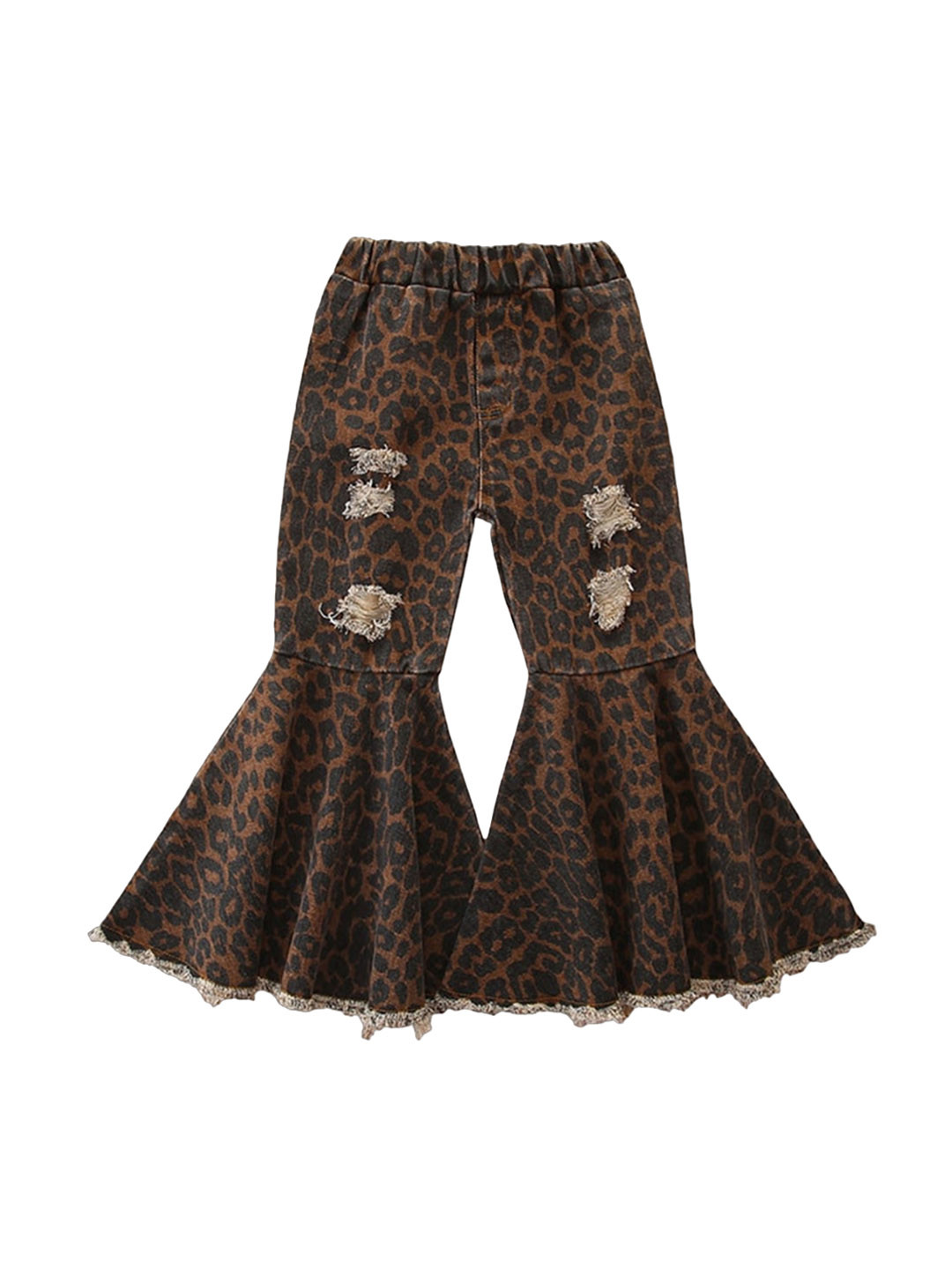 StyleCast Girls Brown Flared Mid-Rise Mildly Distressed Printed Jeans