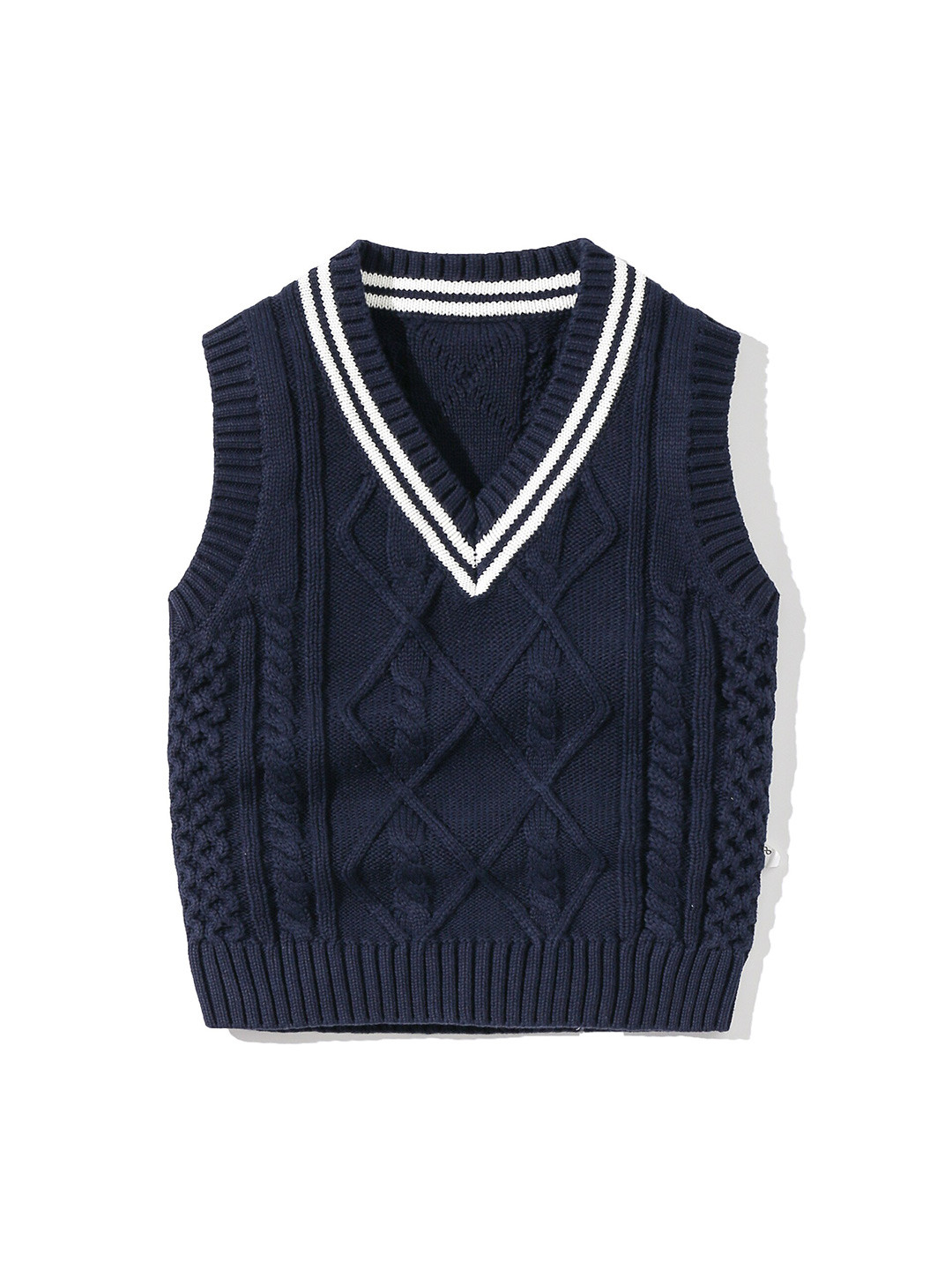 StyleCast Kids Navy Blue Cable Knit Self Design Cotton Sweater Vest