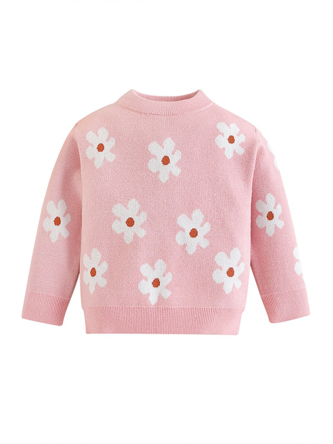 StyleCast Girls Pink Floral Printed Pullover Cotton Sweater