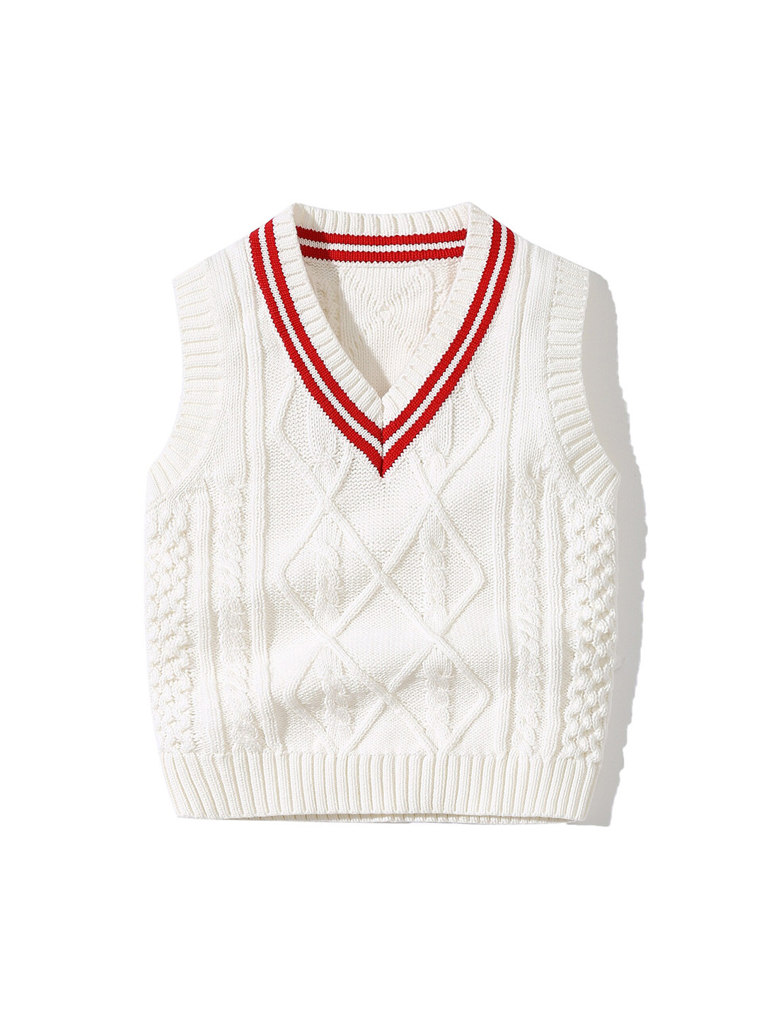 StyleCast Kids White Self Design Cotton Sweater Vest