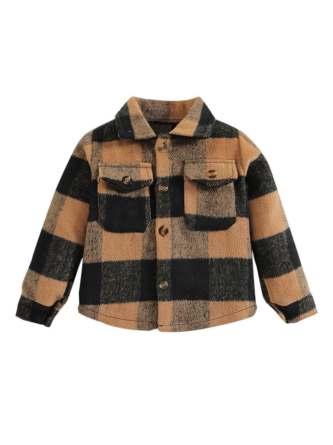 StyleCast Boys Brown Tartan Checked Cotton Shacket