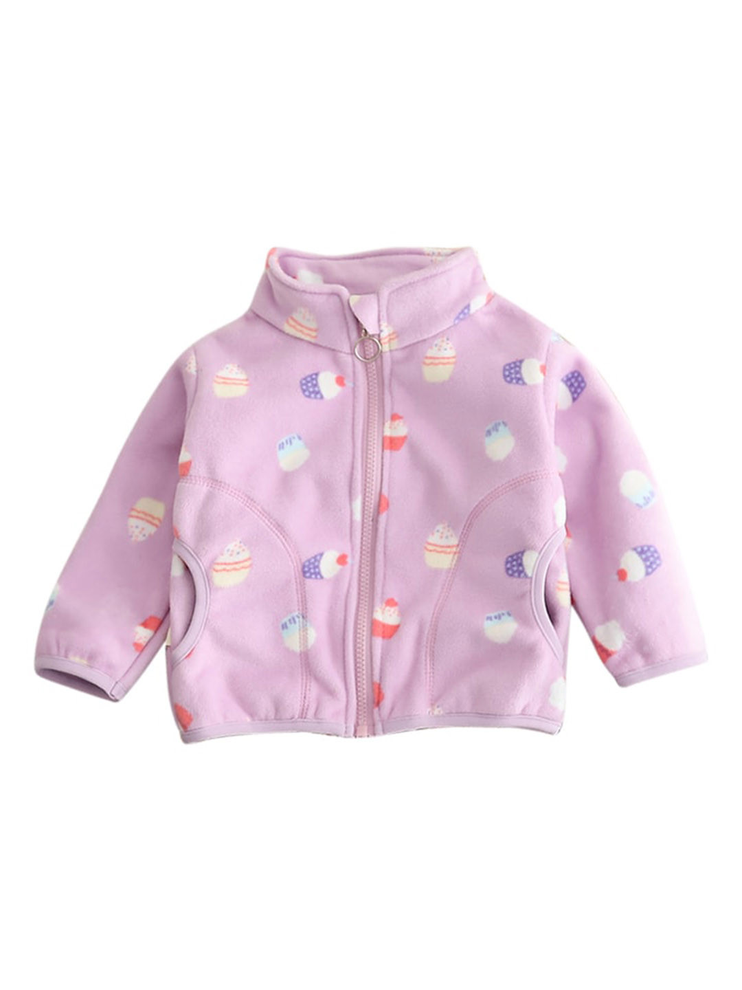 StyleCast Girls Purple Conversational Printed Mock Collar Insulator Cotton Tailored Jacket