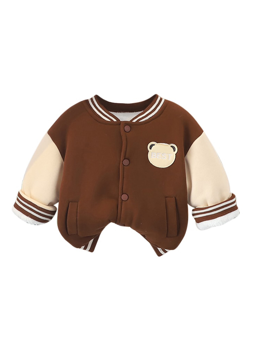 StyleCast Boys Brown Insulator Stand Collar Long Sleeves Cotton Varsity Jacket