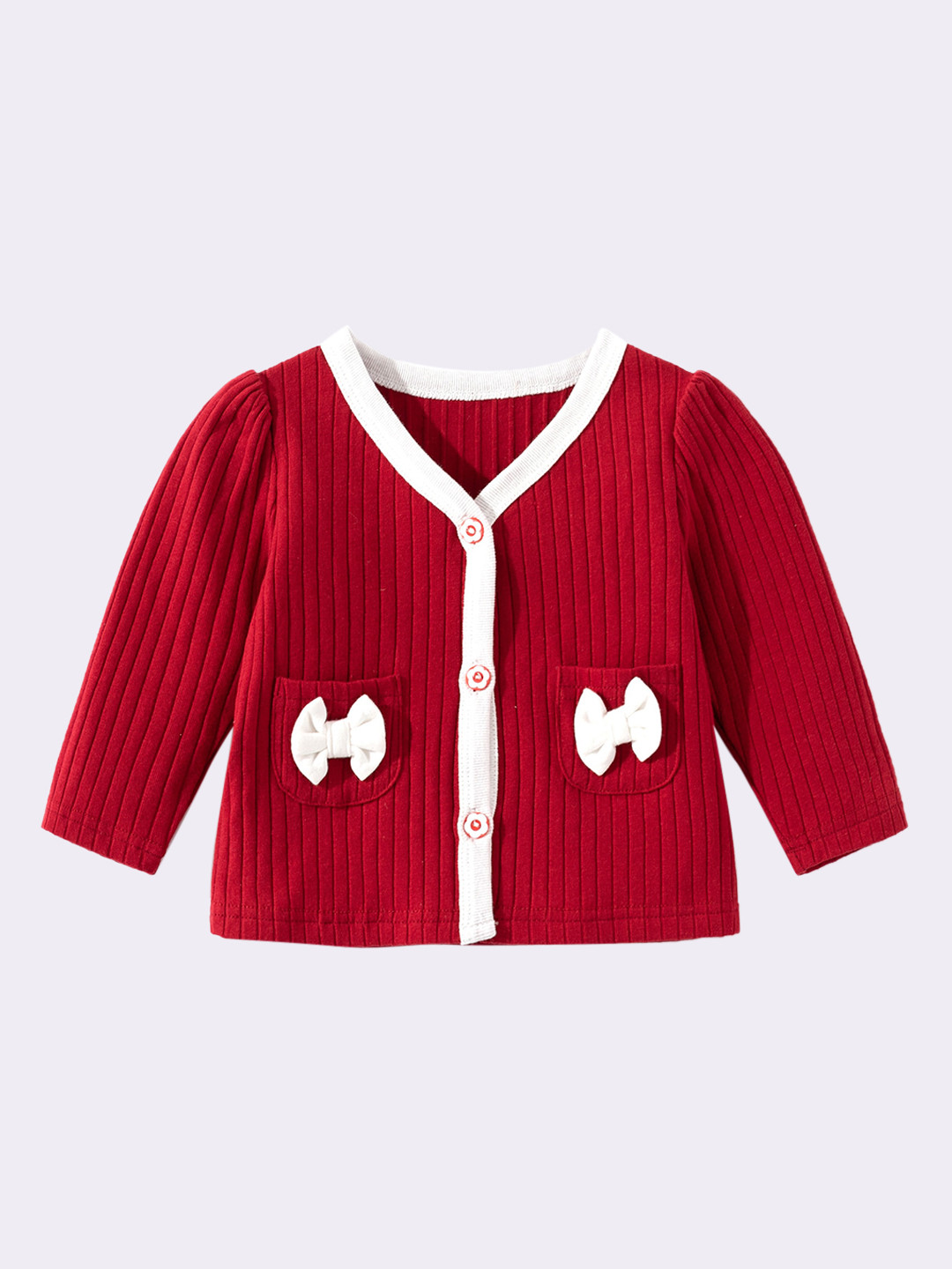 StyleCast Girls Red Striped Shawl Collar Long Sleeves Insulator Cotton Tailored Jacket