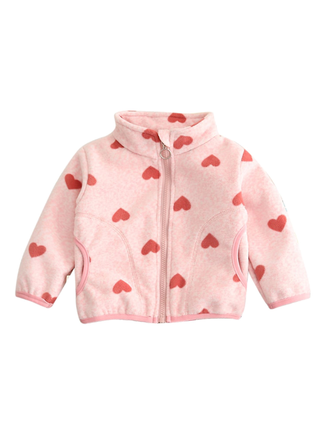 StyleCast Girls Pink Conversational Printed Mock Collar Insulator Tailored Jacket