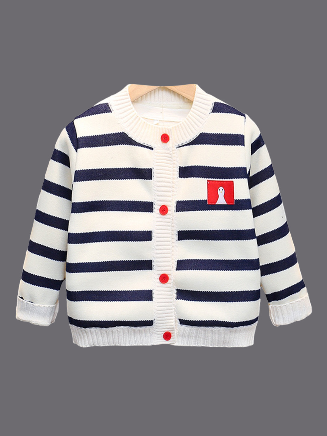 StyleCast Boys White Striped Insulator Outdoor Cotton Tailored Jacket