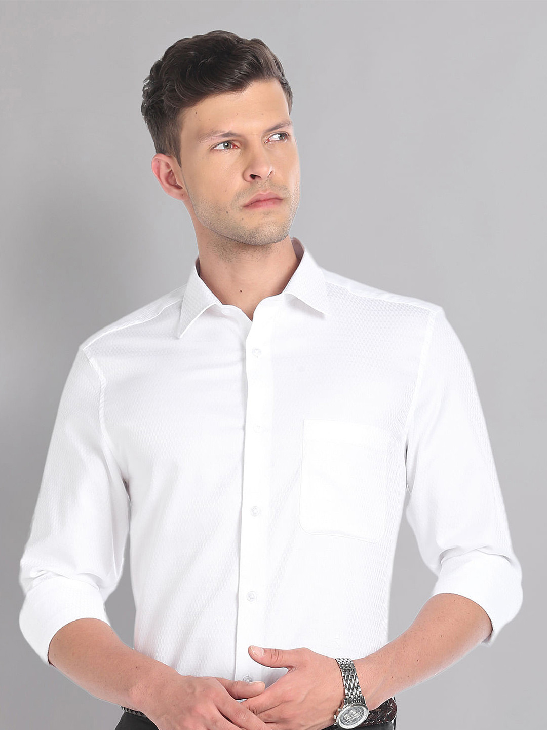 AD By Arvind Dobby Regular Fit Formal Shirt