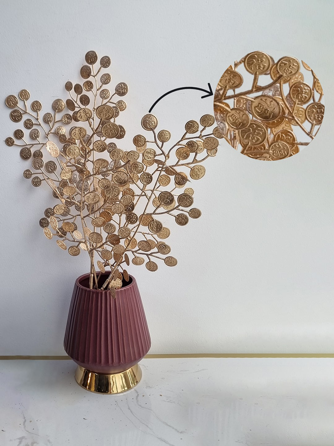 Art Street Gold Toned 2 Pieces Artificial Plants