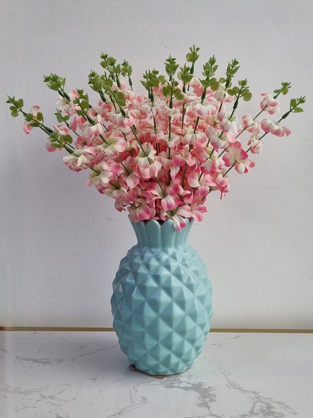 Art Street Pink & Green 2 Pieces Artificial Cherry Blossom Flower Stems