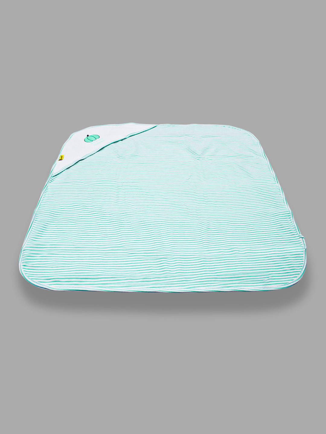 Born Babies Green & White Cotton 210 GSM Anti-Bacterial Hooded Baby Wrapper & Bath Towels