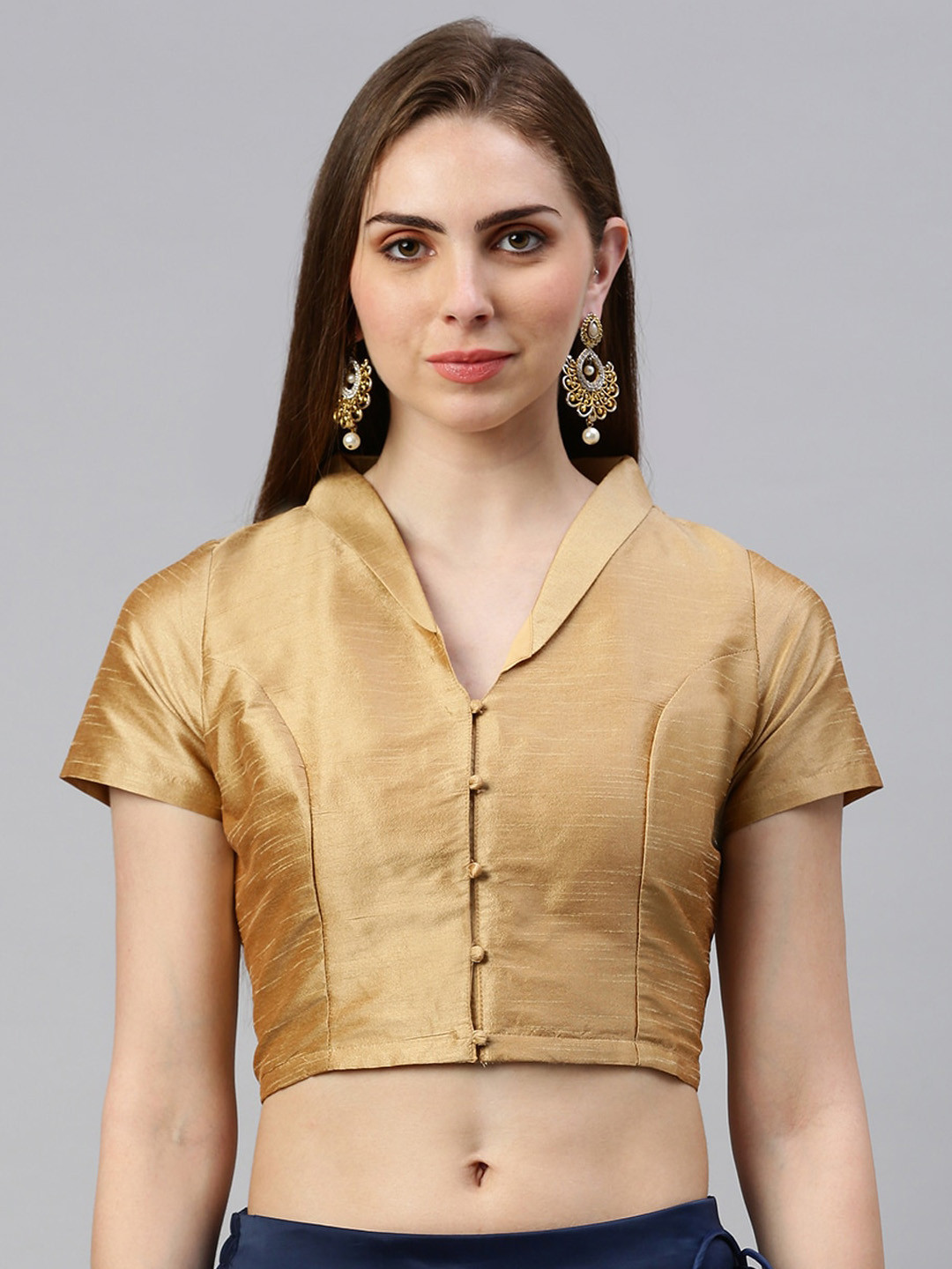 De Moza Shawl Collar Short Sleeves Saree Blouse