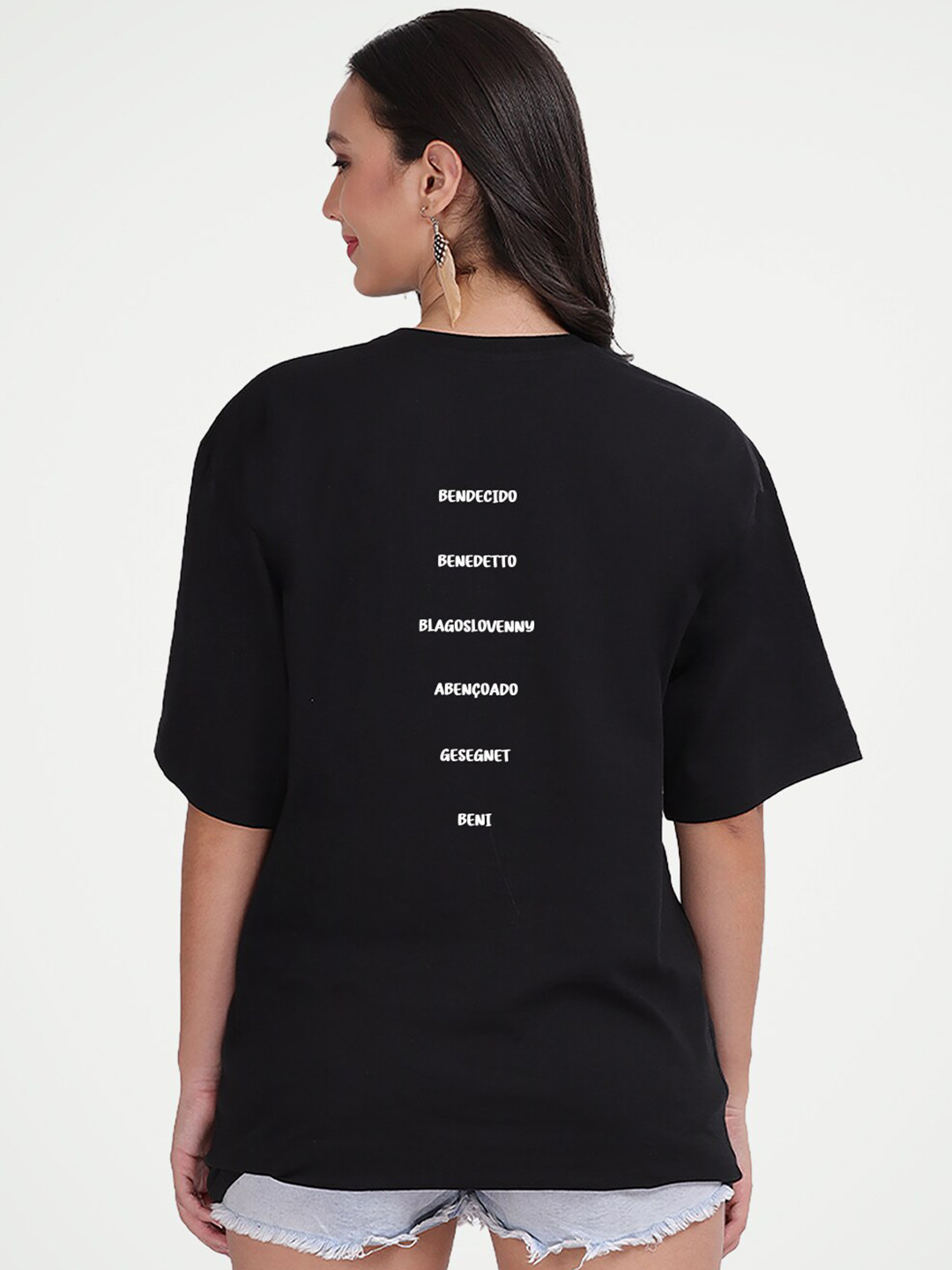 Mad Over Print Blessed Printed Cotton Oversized T-shirt