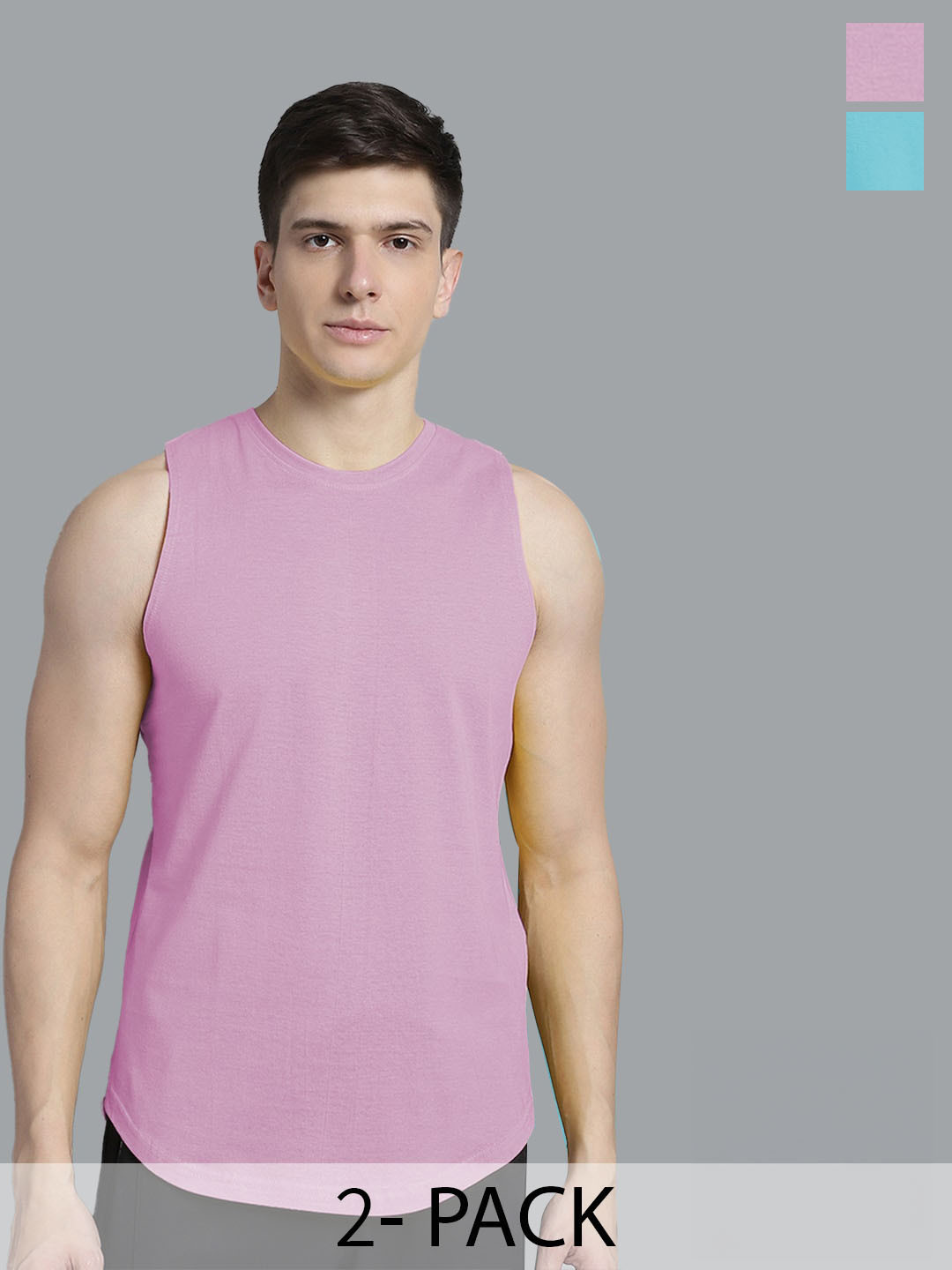 FBAR Pack Of 2 Round Neck Pure Cotton Innerwear Vests FB-AE-16-20-S