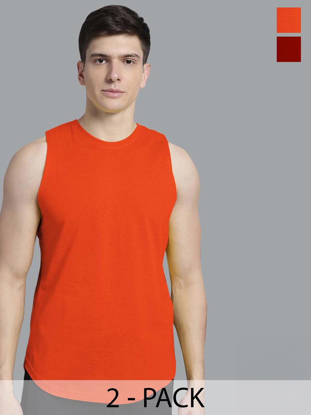 FBAR Men Pack Of 2 Sleeveless Pure Cotton Innerwear Vests FB-AE-08-14-S