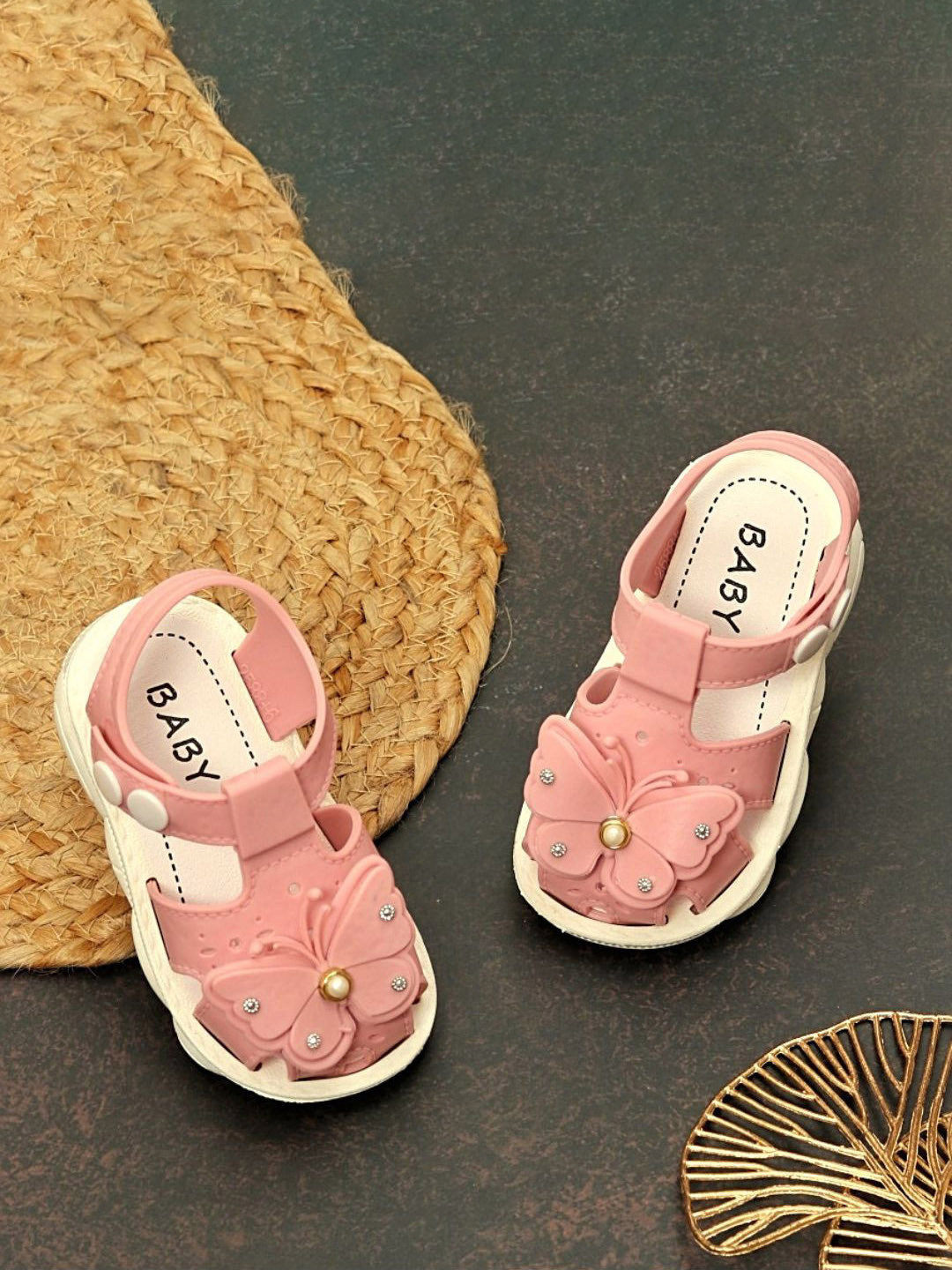 Yellow Bee Butter Embellished Rubber Slip On Flip Flops