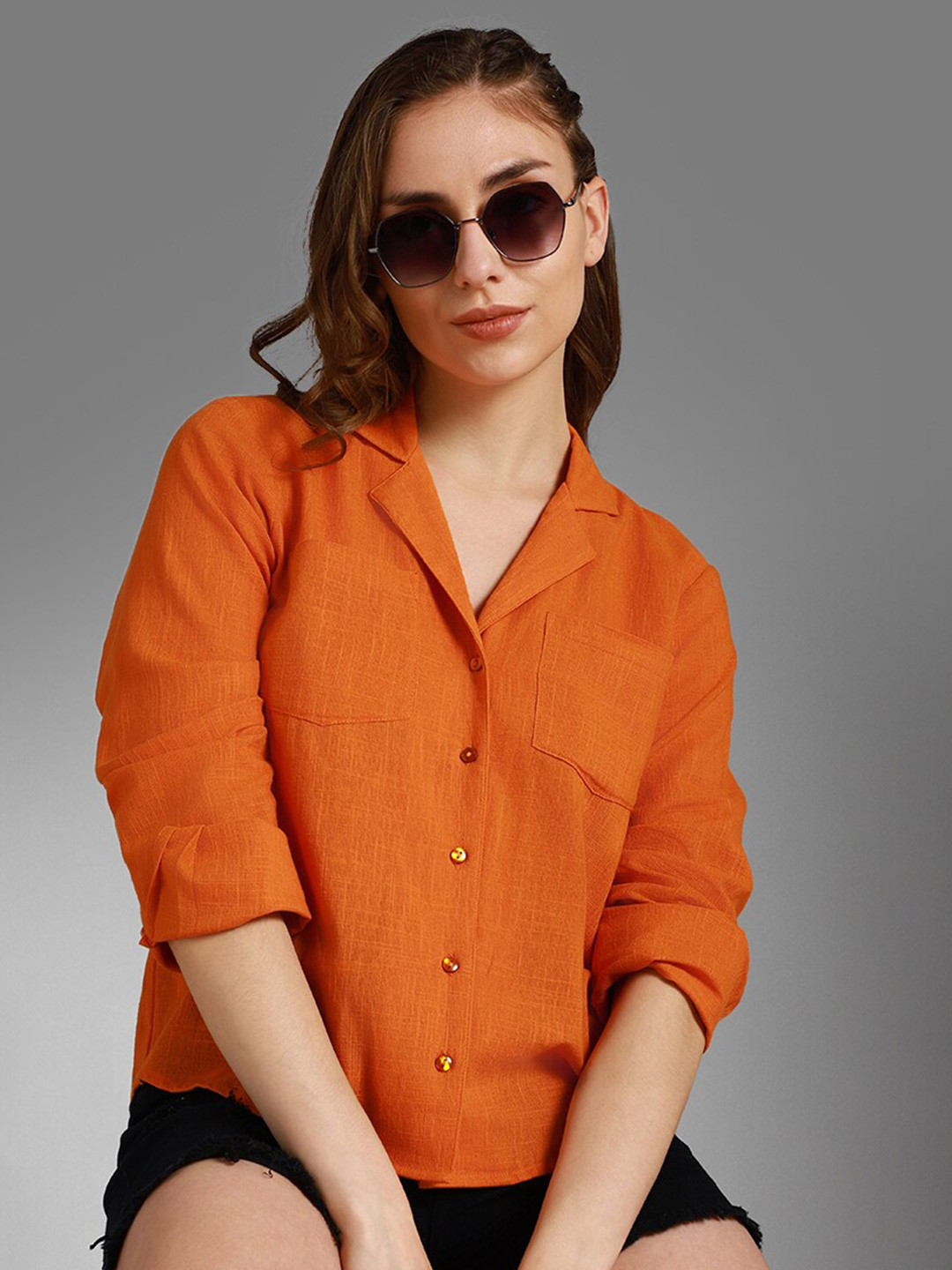 High Star Classic Cuban Collar Long Sleeves Cotton Casual Shirt