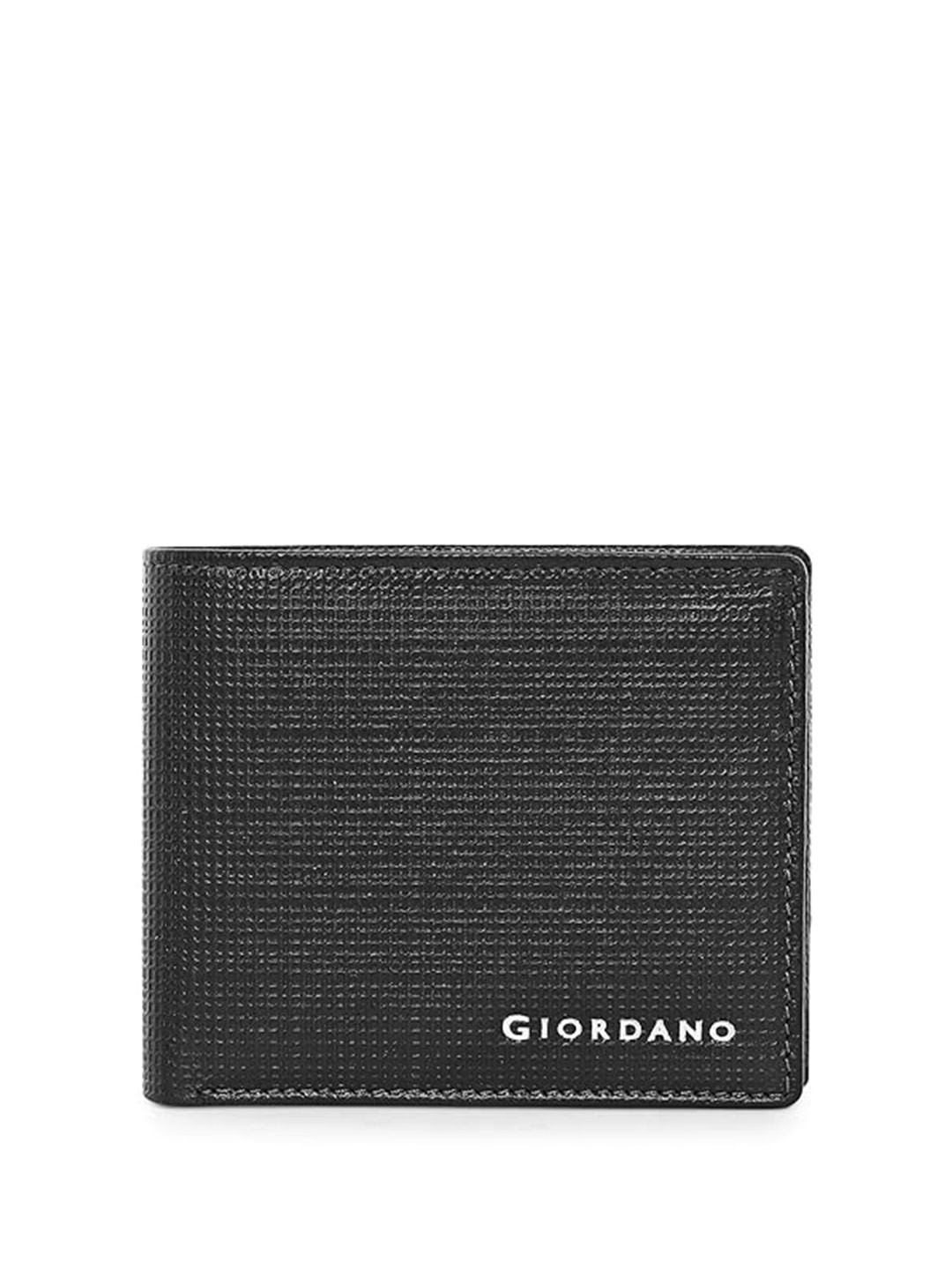 GIORDANO Men Black Leather RFID Blocking Two Fold Wallet