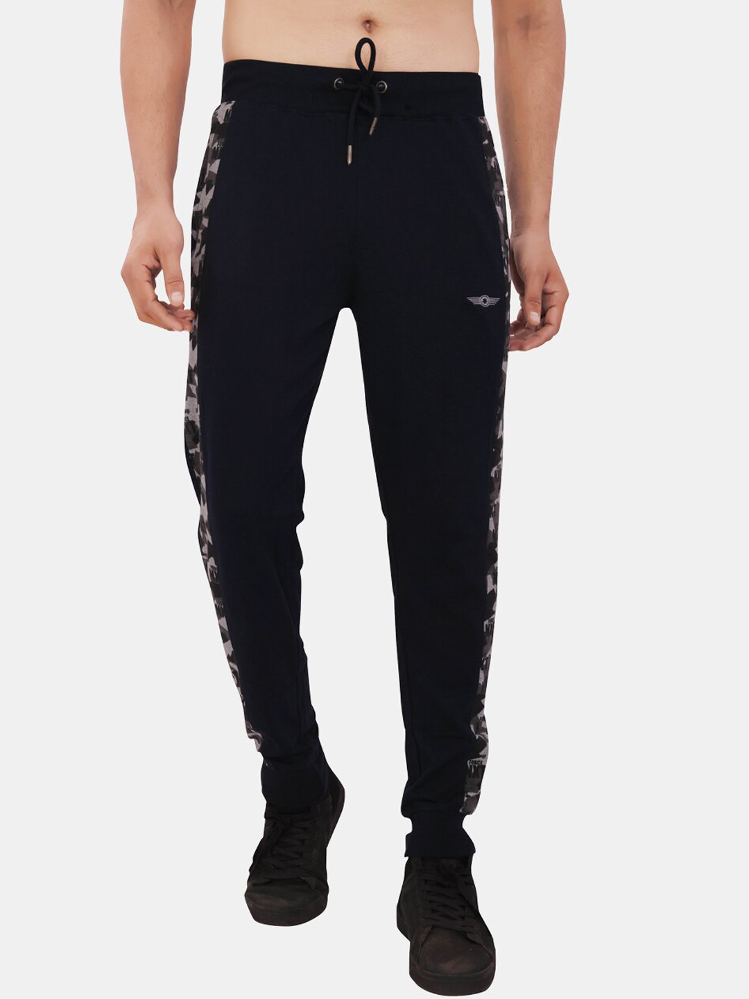 Force NXT Men's Super Combed Cotton Solid Joggers with Camouflage Side Stripe