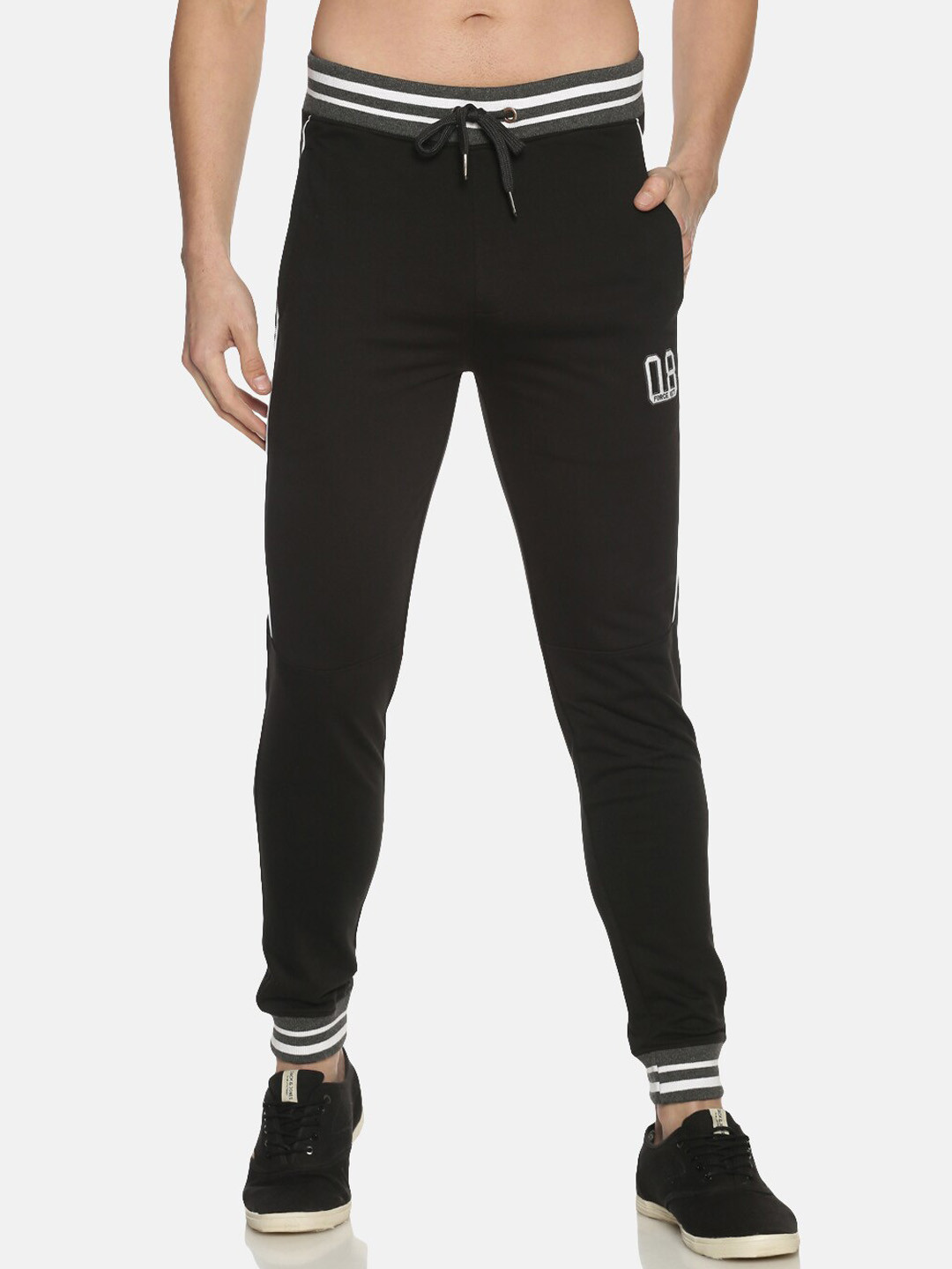 Force NXT Men's Super Combed Cotton Solid Joggers with Contrast Waistband