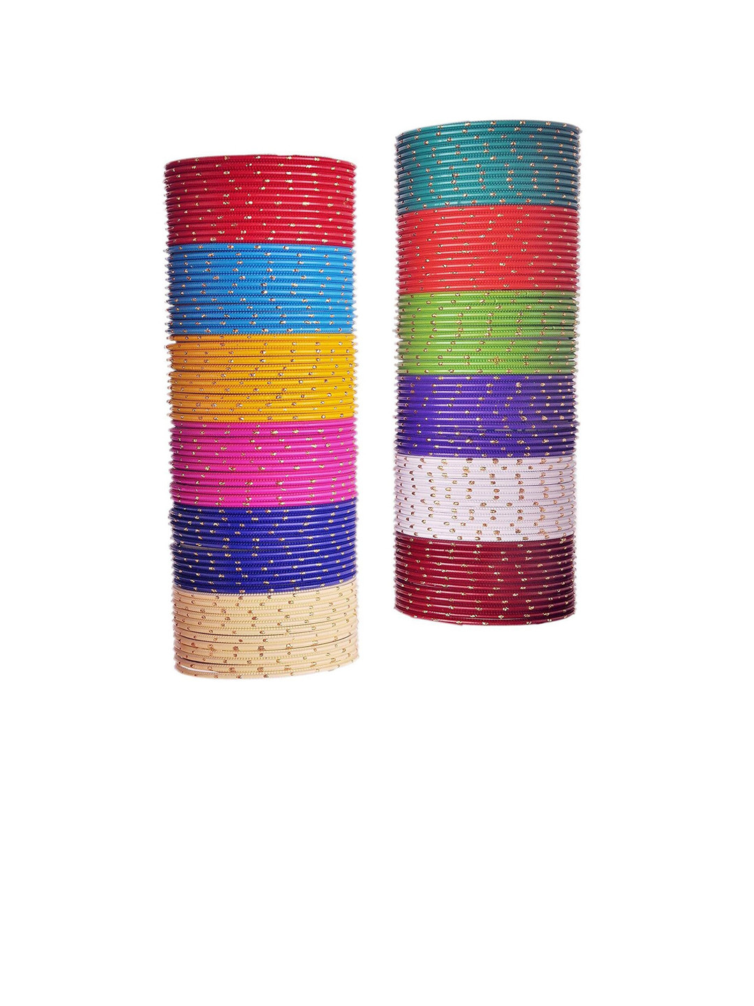 NMII Set Of 144 Curved Shaped Glossy Finished Metal Bangles