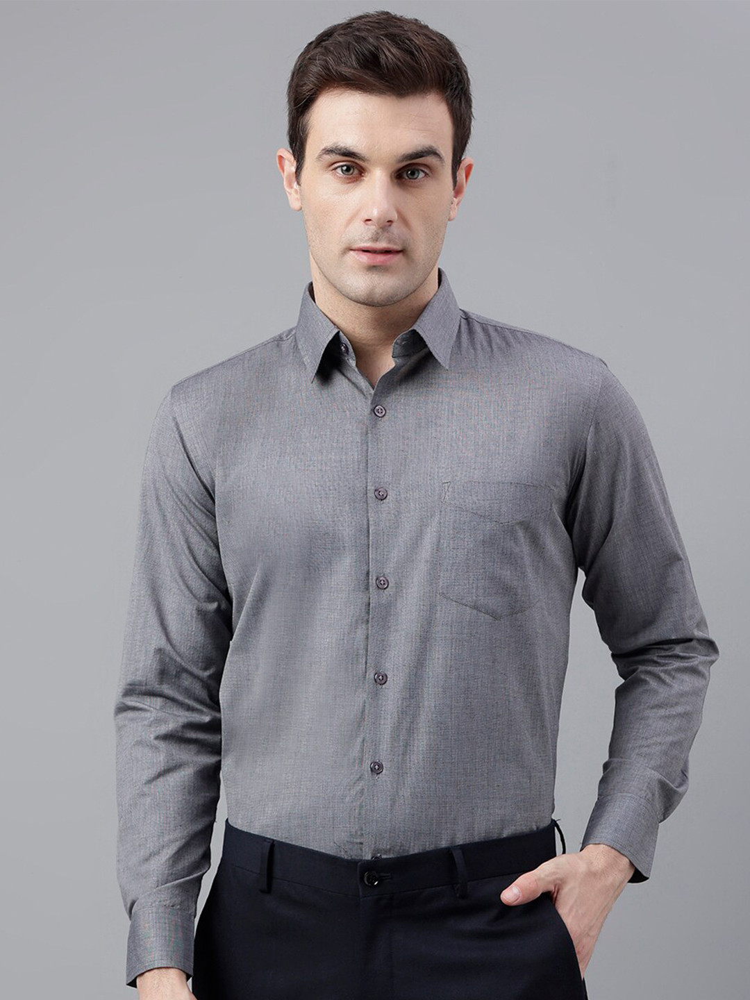 English Navy Smart Slim Fit Formal Shirt