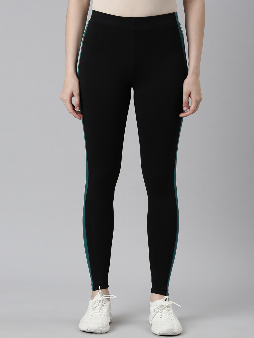 Go Colors Striped Ankle-Length Cotton Leggings