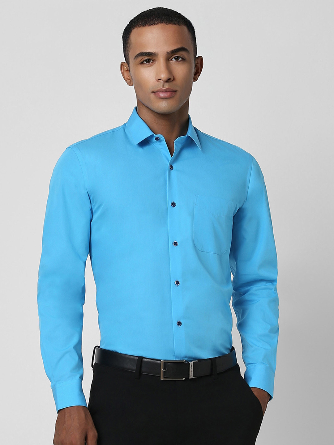 Peter England Men Blue Slim Fit Opaque Formal Shirt