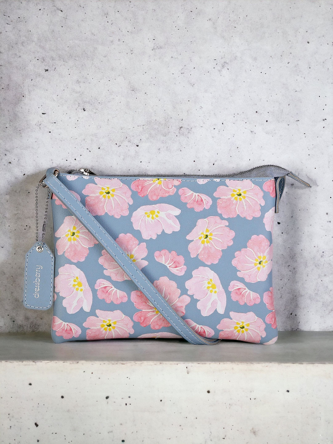 DressBerry Blue Floral Printed Miniature Sling Bag