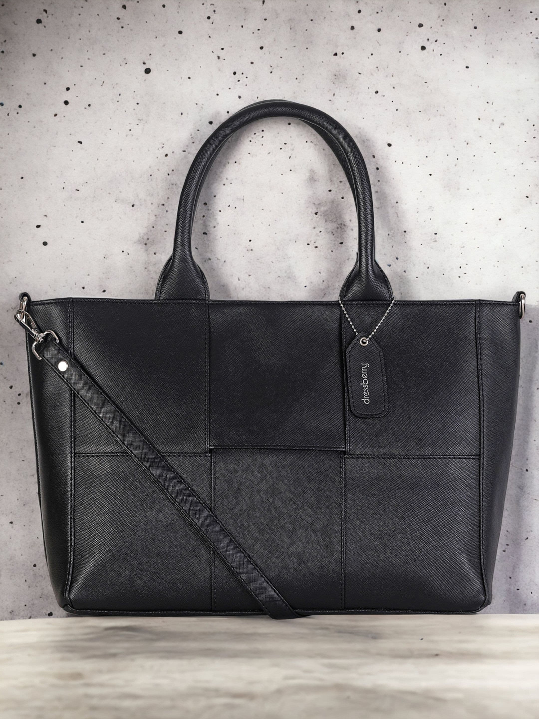 DressBerry Black Oversized Structured Handheld Bag