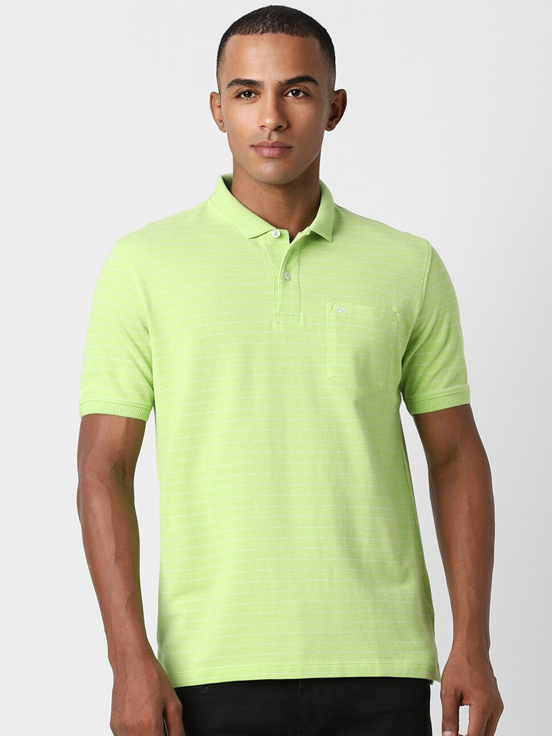 Peter England Striped Polo Collar T-shirt