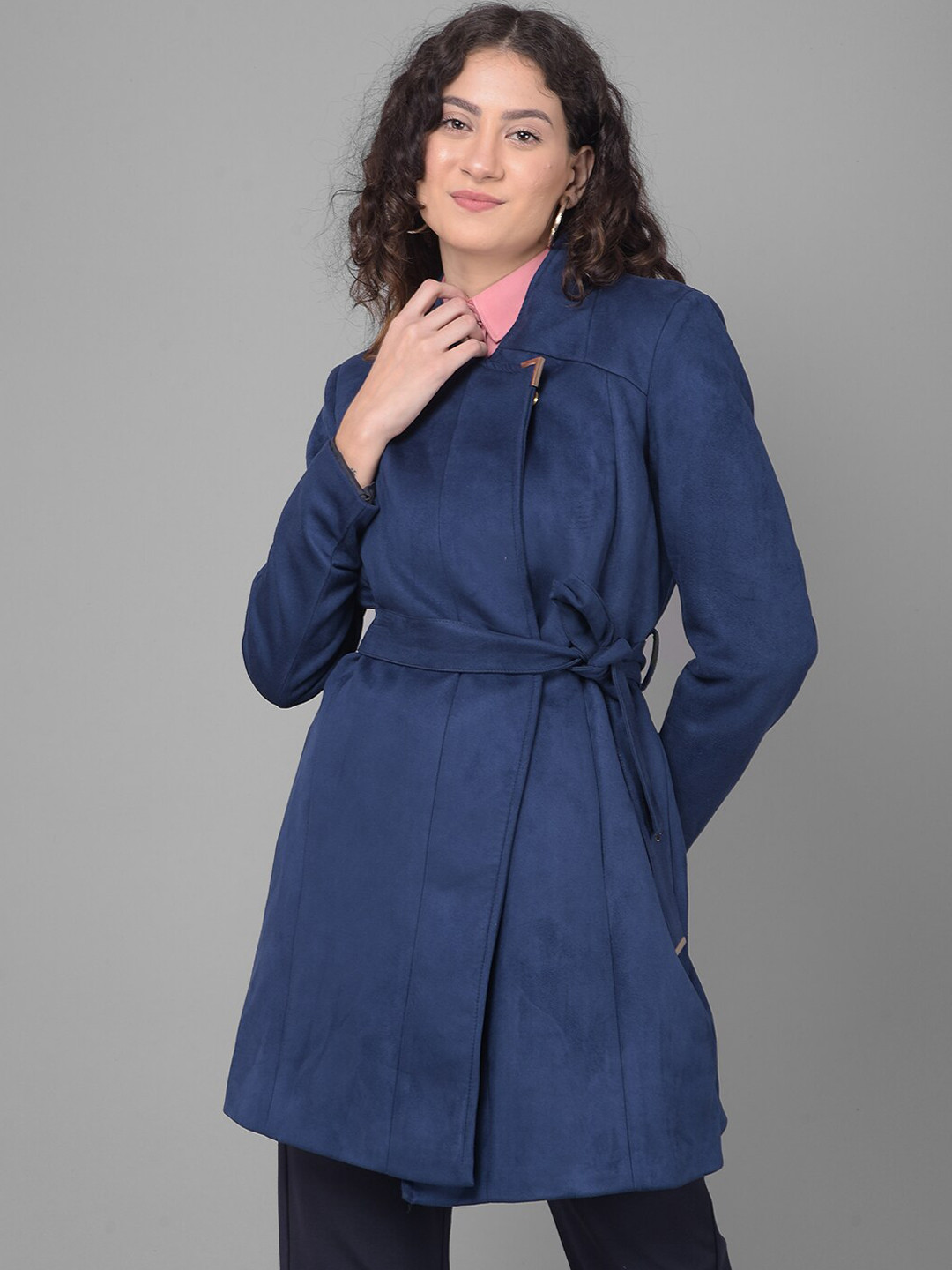 Crimsoune Club Single-Breasted Longline Belted Wrap Coat