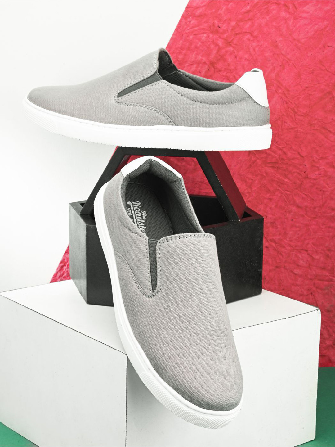 The Roadster Lifestyle Co. Men Grey Lightweight Memory Foam Insole Slip-On Sneakers