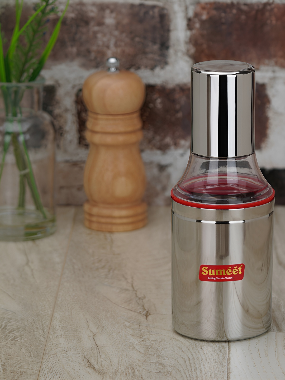 Sumeet Silver-Toned Stainless Steel Dishwasher Safe Oil Dispenser 350 ml