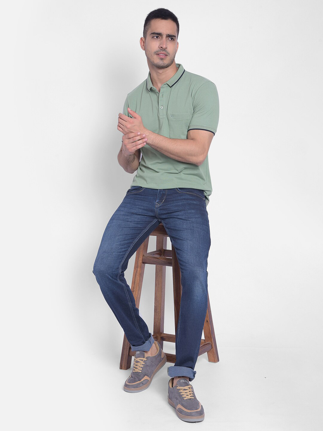 Crimsoune Club Short Sleeves Polo Collar Pocket Slim Fit T-shirt