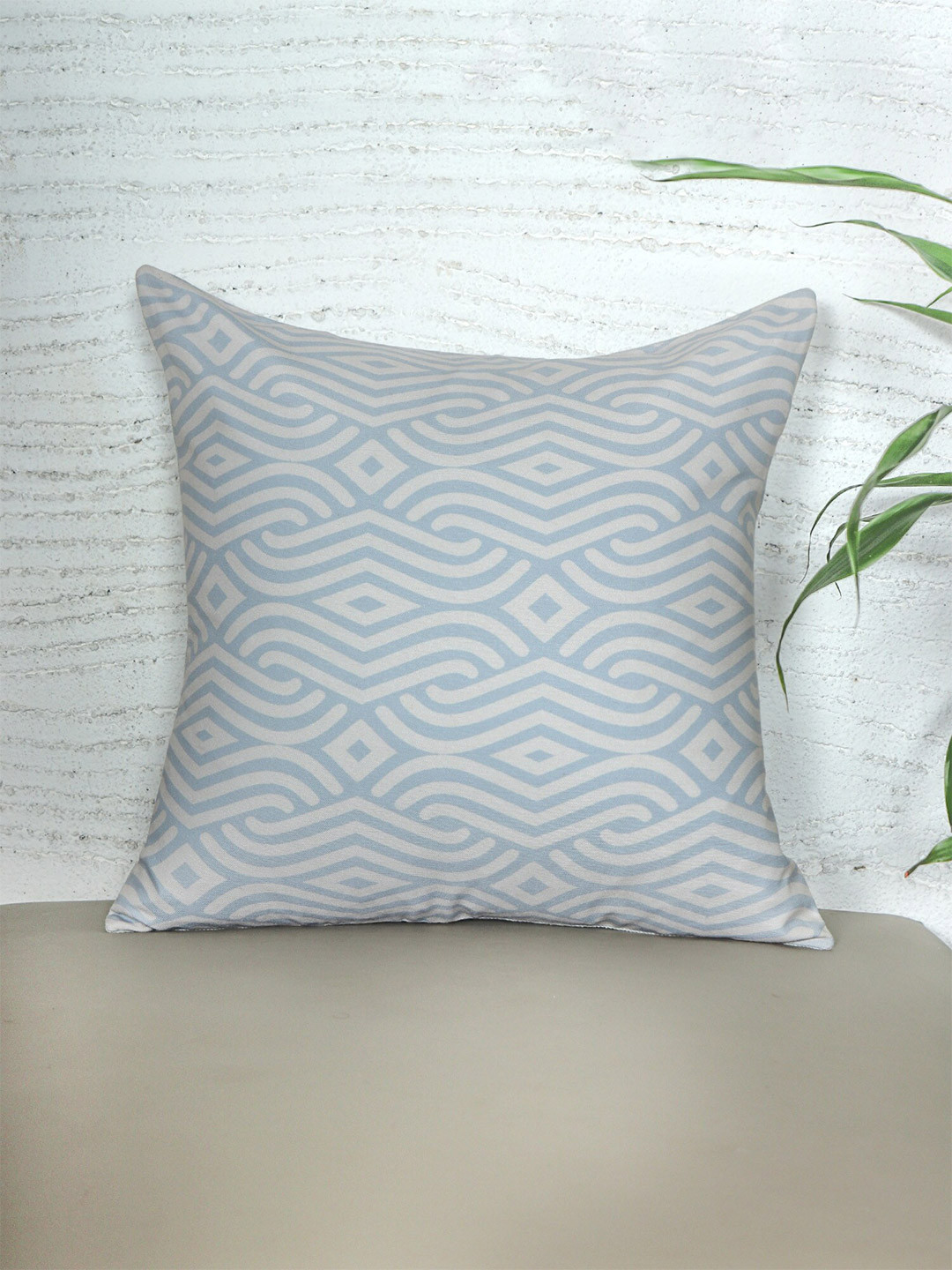 ZEBA Blue Abstract Printed Square Cushion Cover