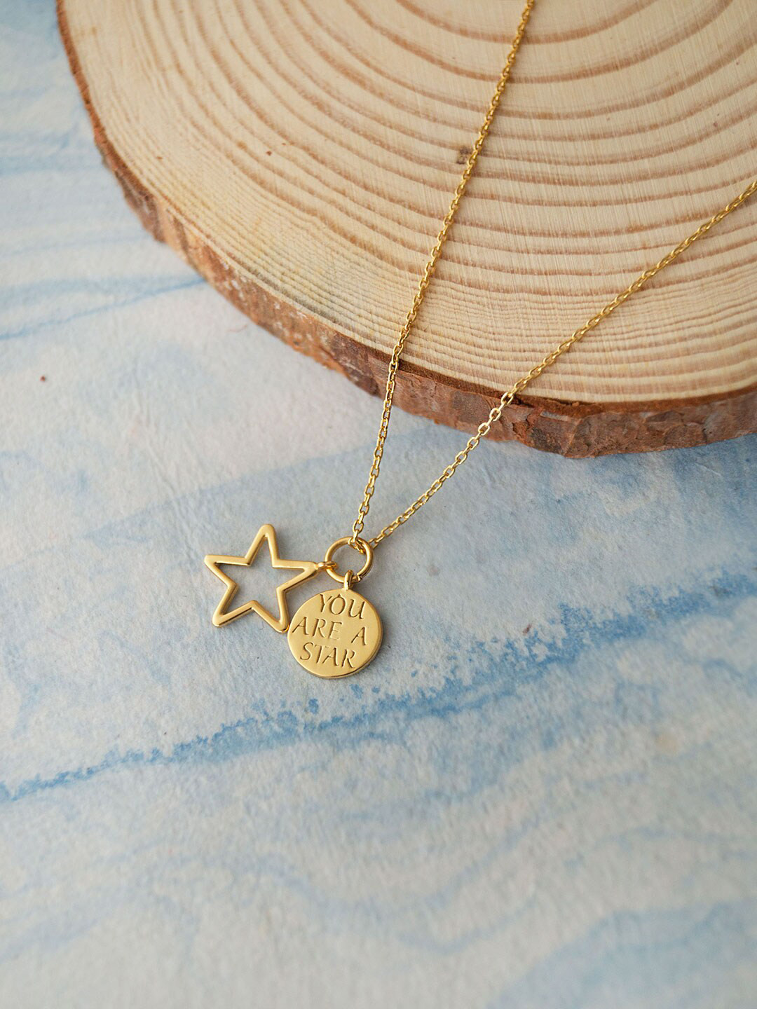 MANNASH Gold-Plated Sterling Silver Charm Pendant With Chain