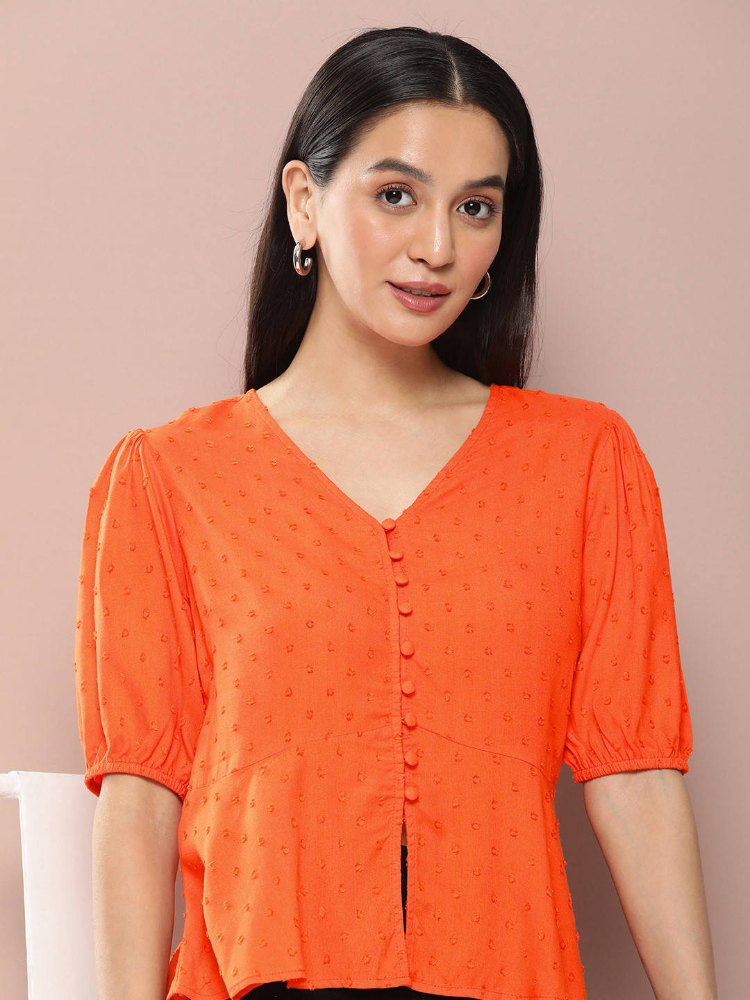Harvard Puff Sleeve Shirt Style Top