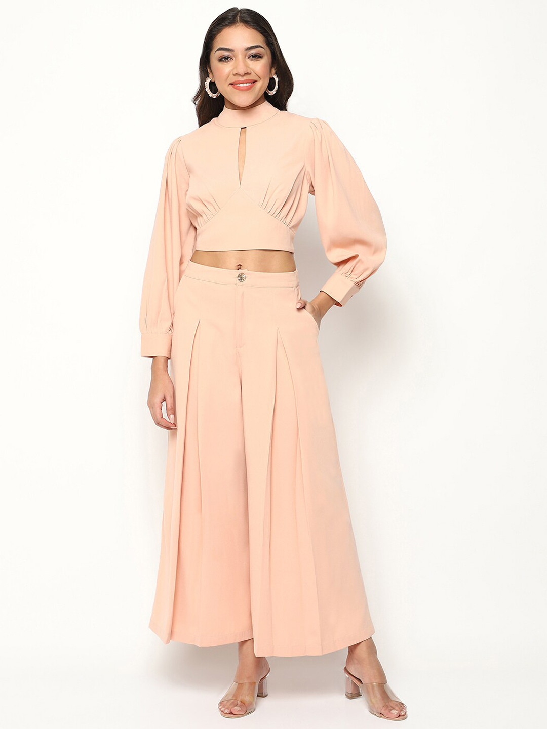 HOUSE OF S High Neck Crop Top With Palazzo