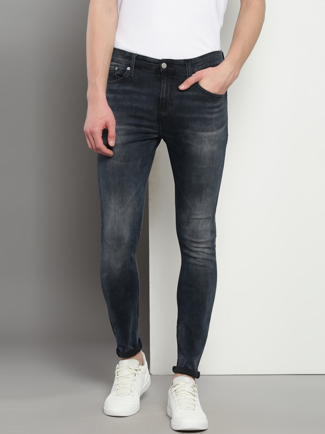 Calvin Klein Jeans Men Blue Super Super Skinny Fit Light Fade Stretchable Jeans