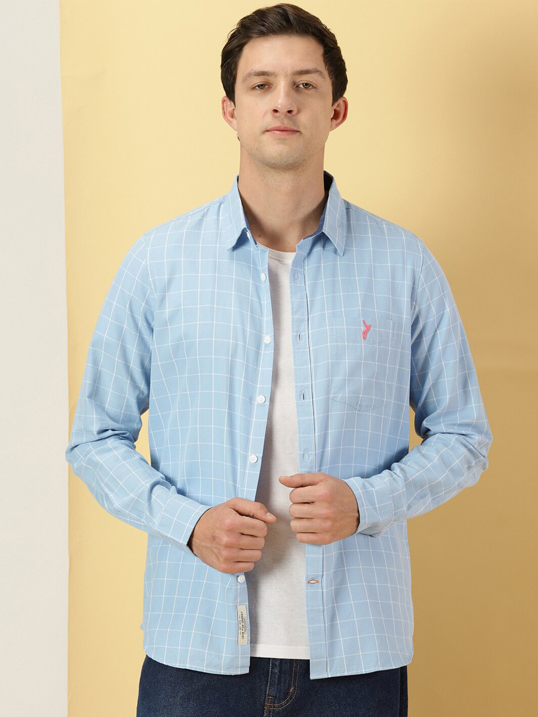 Thomas Scott Windowpane Checks Classic Slim Fit Cotton Casual Shirt