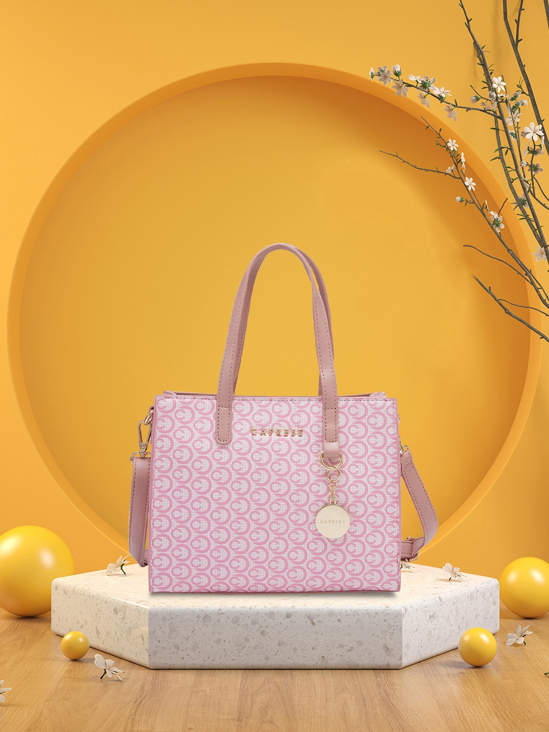 Buy Caprese Geometric Printed Leather Structured Handheld Bag Handbags for Women 25858974 Myntra