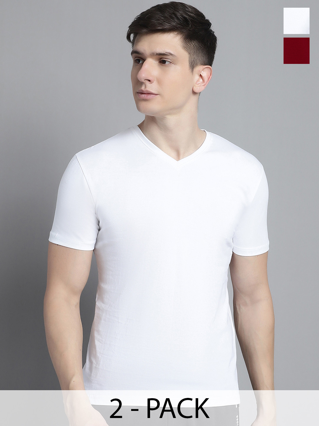 FBAR Men White V-Neck Pockets Slim Fit T-shirt