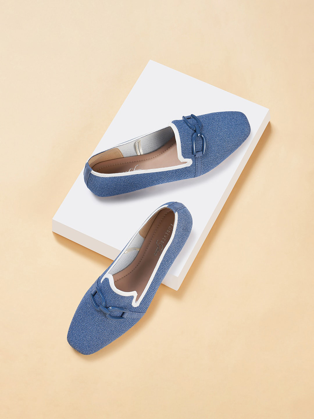 Forever Glam by Pantaloons Women Square Toe Textured Textile Comfort Horsebit Loafers