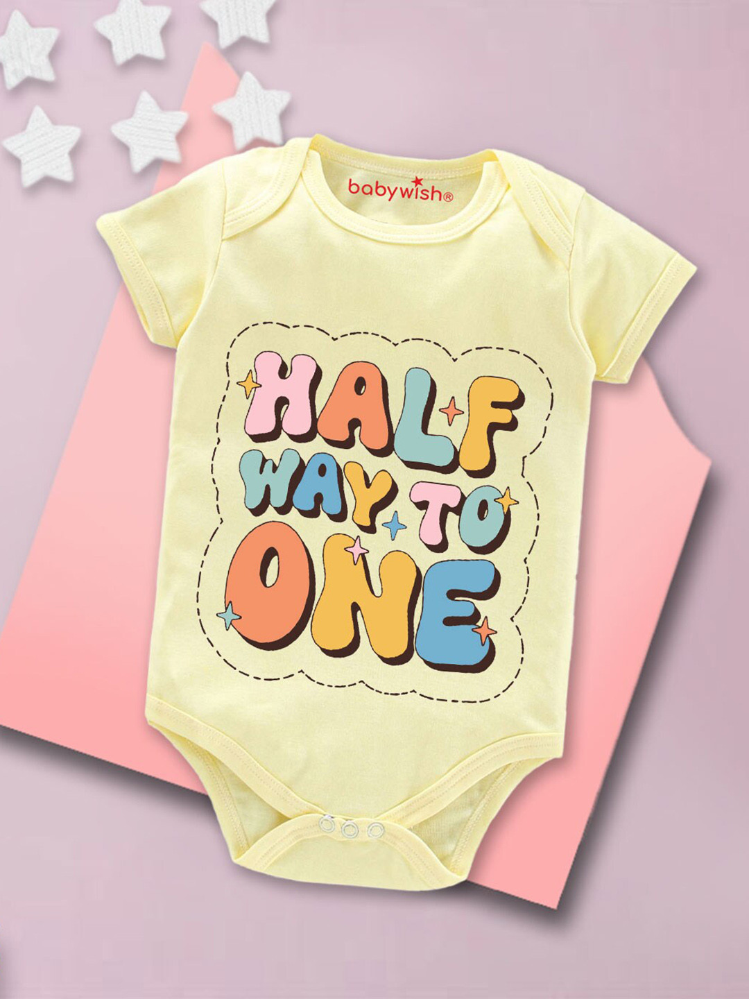 Babywish Infants Typography Monthly Birthday Printed Comfort Fit Cotton Bodysuit