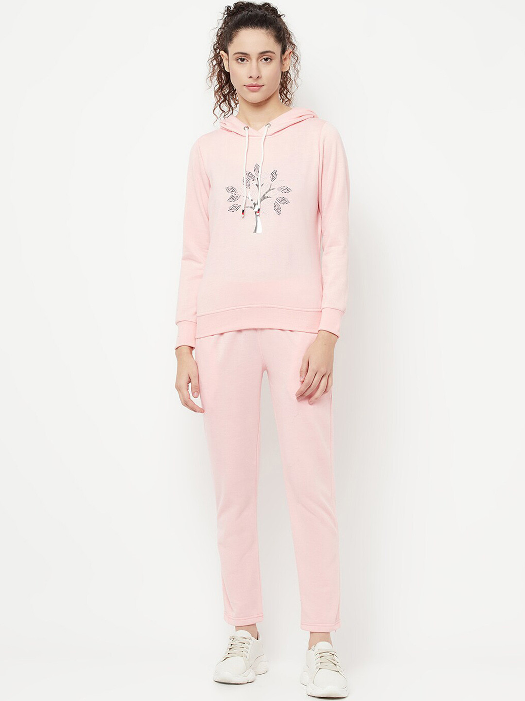 Divine Girl Graphic Printed Hooded Fleece Cotton Tracksuit